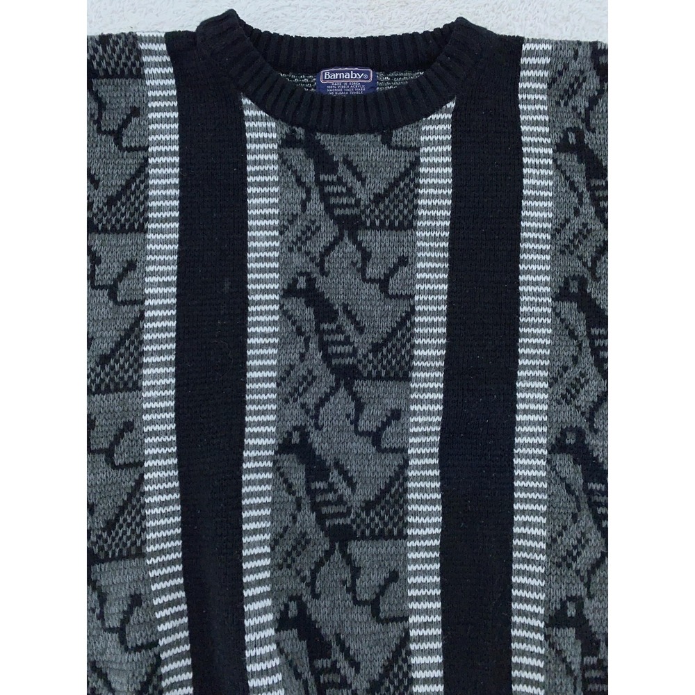 Vintage Barnaby Sweater Mens BOXY Medium‎ Geometric Abstract Knit Pullover 90s